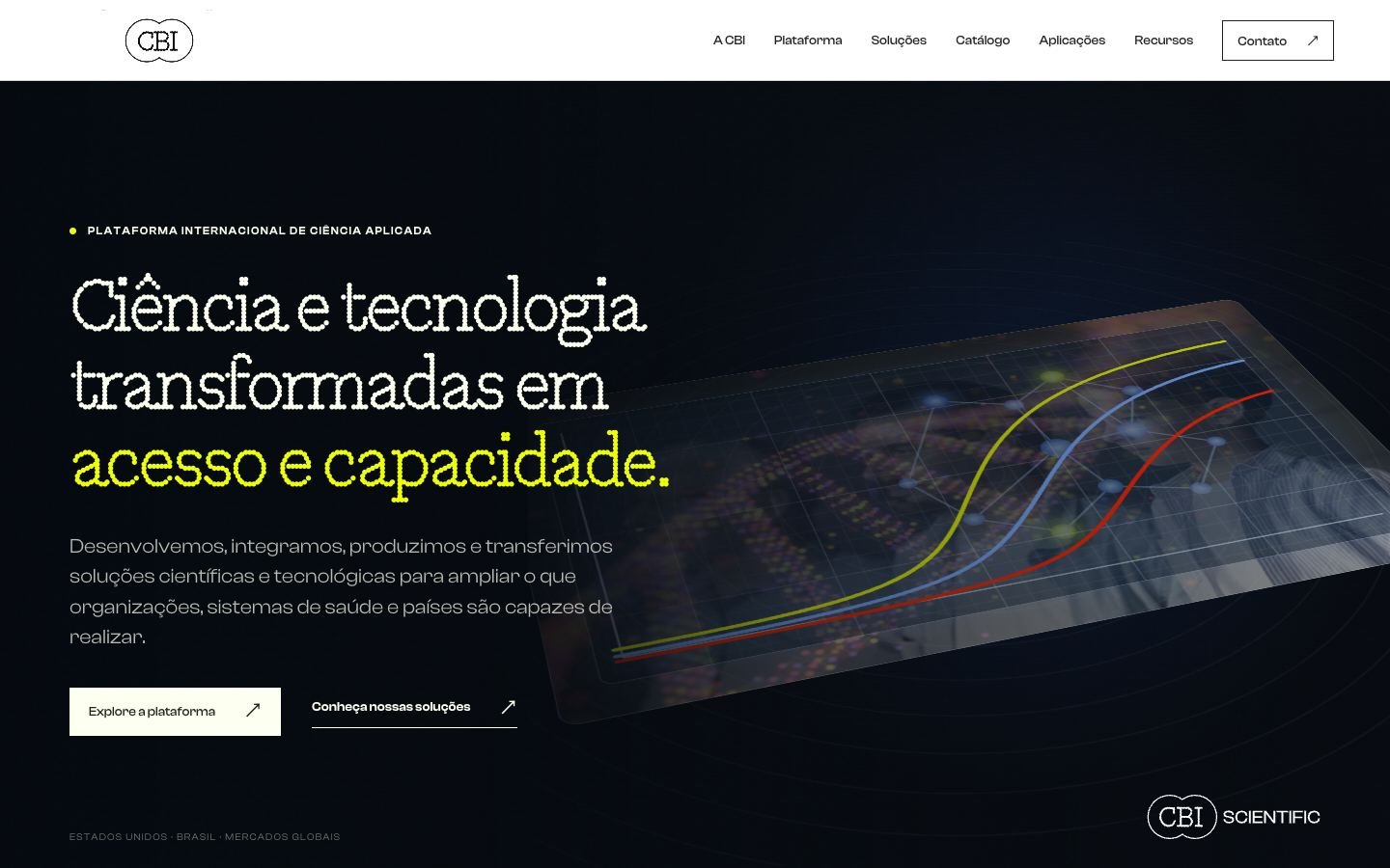 Página inicial do site CBI Scientific